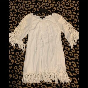 Forever 21 Cream Fringe Dress